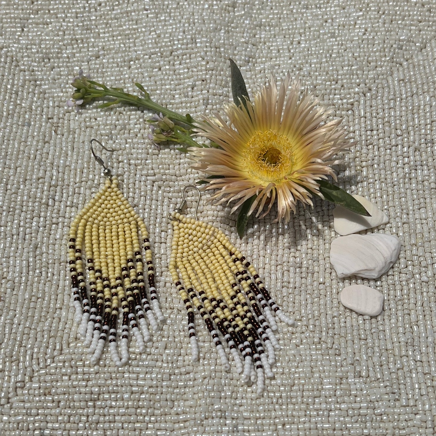 Beadwork Earrings -- Soft Sun