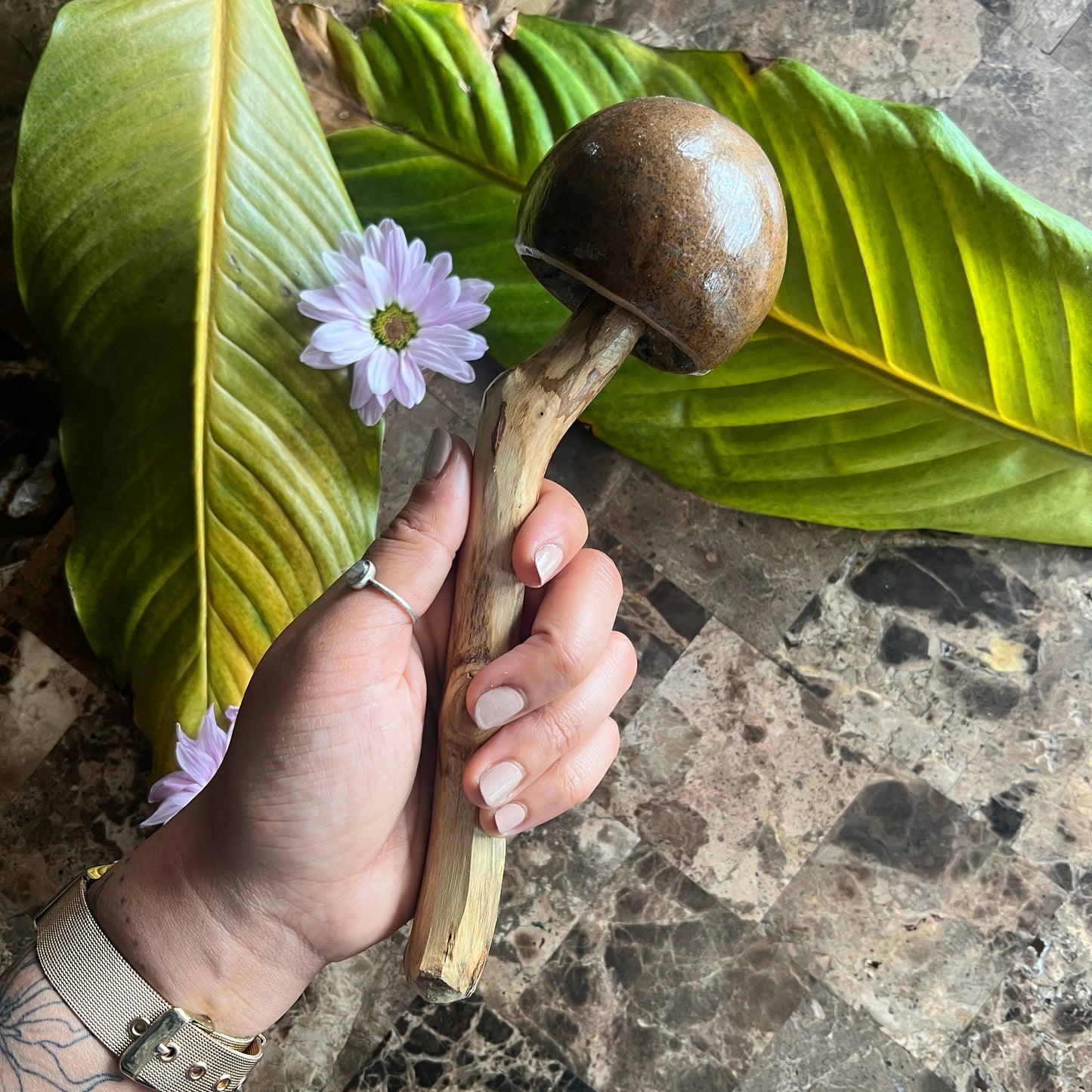 mushWOMB rattles -- handcarved wood with seeds inside