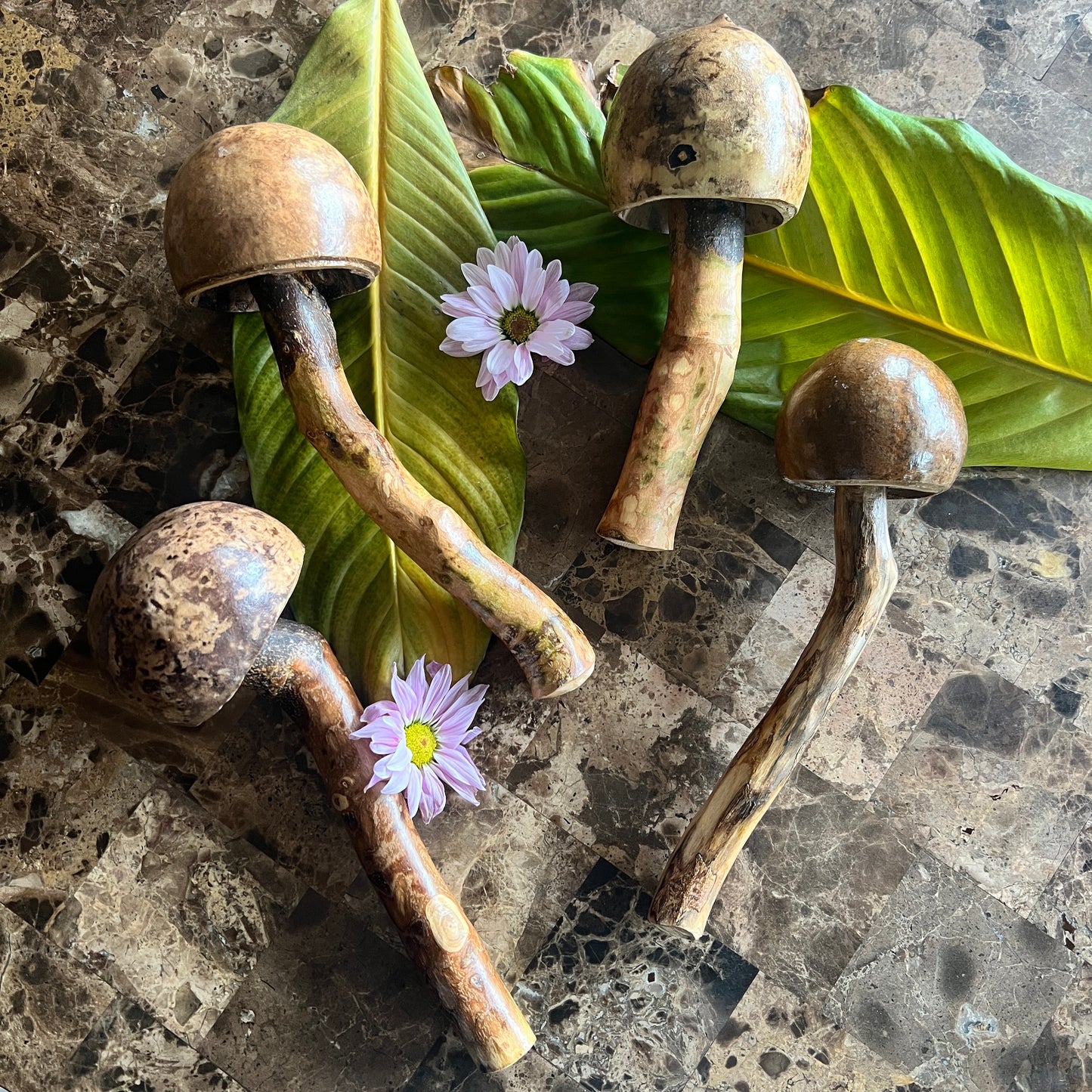 mushWOMB rattles -- handcarved wood with seeds inside