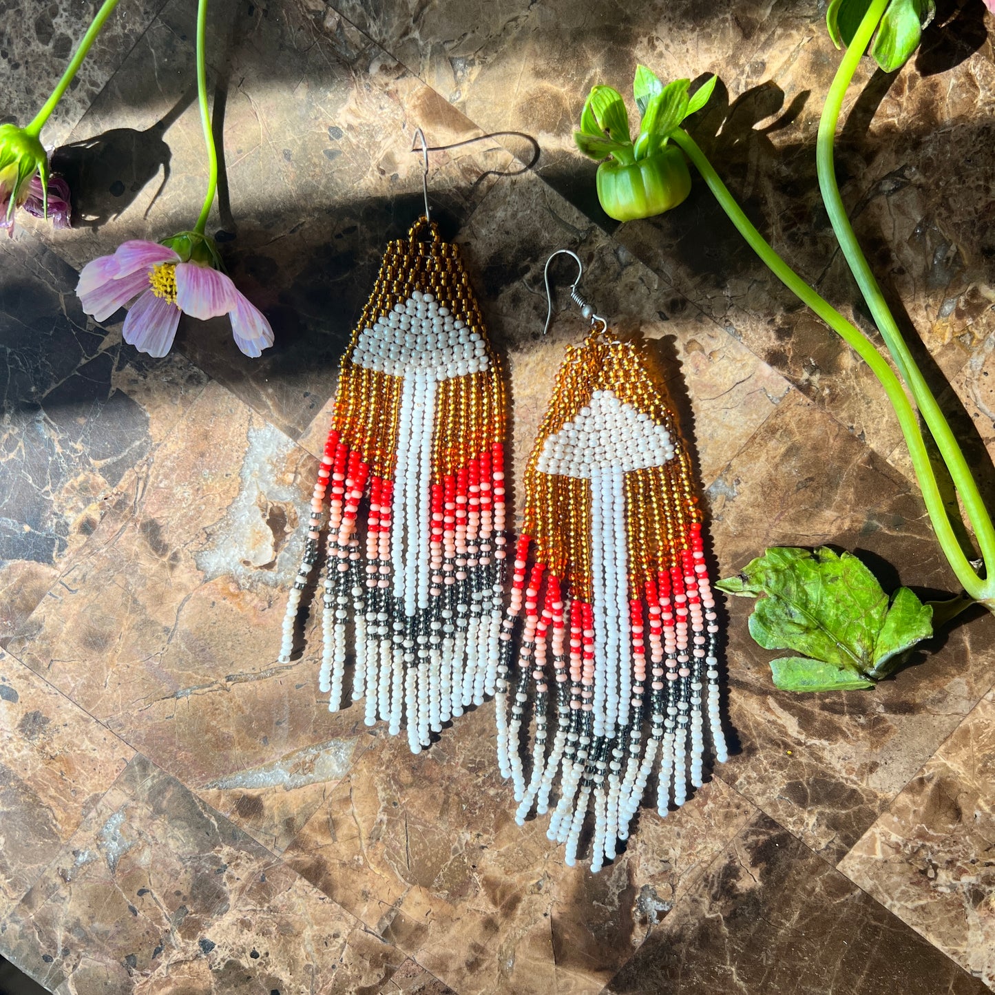 MushWOMB Beadwork Earrings -- Sunrise