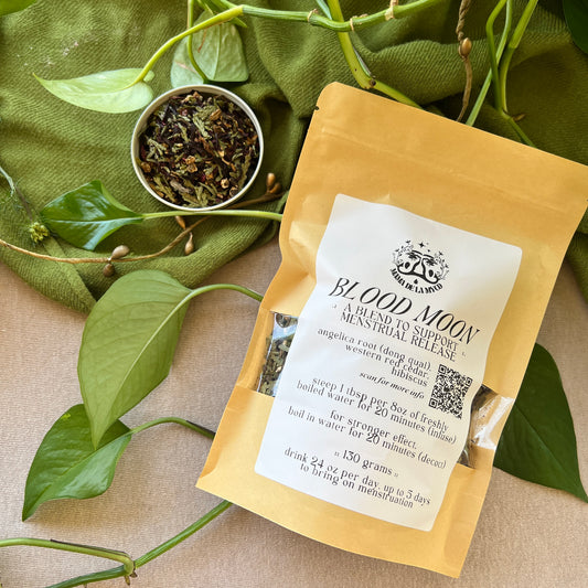 Blood Moon -- Emmenagogue Tea (serving Angelica, Cedar and Hibiscus)