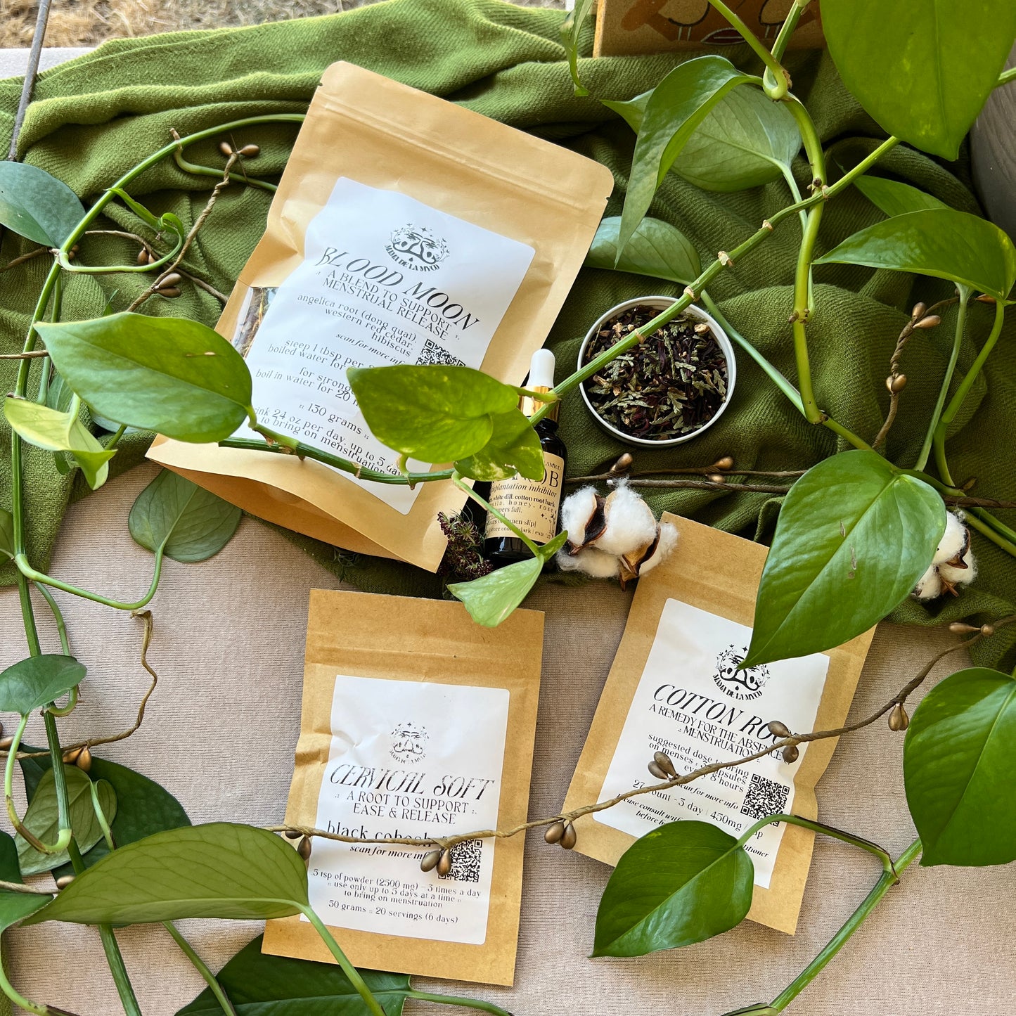 Blood Moon -- Emmenagogue Tea (serving Angelica, Cedar and Hibiscus)