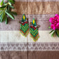 Beadwork Earrings -- Green Mariposa (Monarch Butterfly)