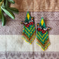 Beadwork Earrings -- Green Mariposa (Monarch Butterfly)