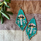 Beadwork Earrings -- Turquoise Amanita