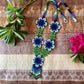beadwork necklace -- blue flowers