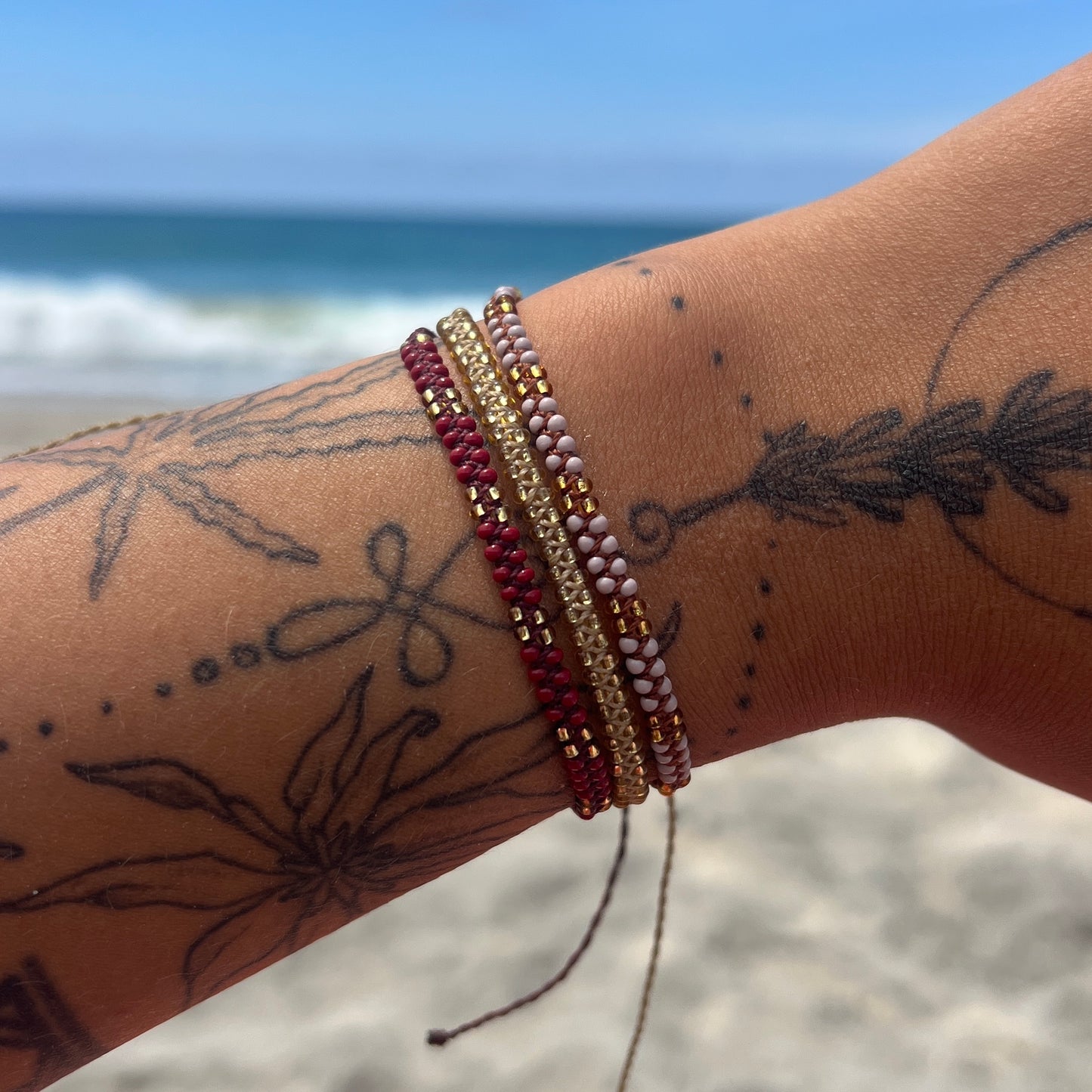Stackable Beadwork Tie Bracelets