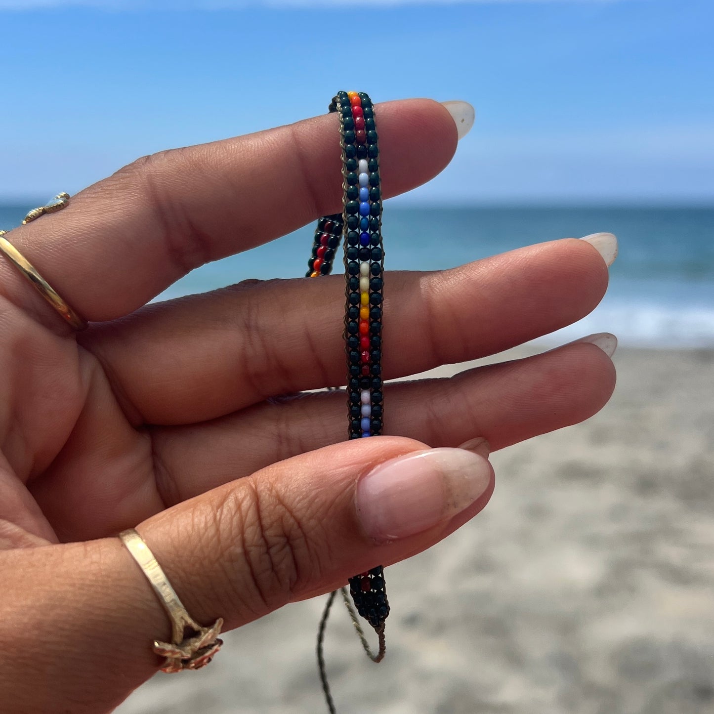 Beadwork Bracelet -- Black Rainbow