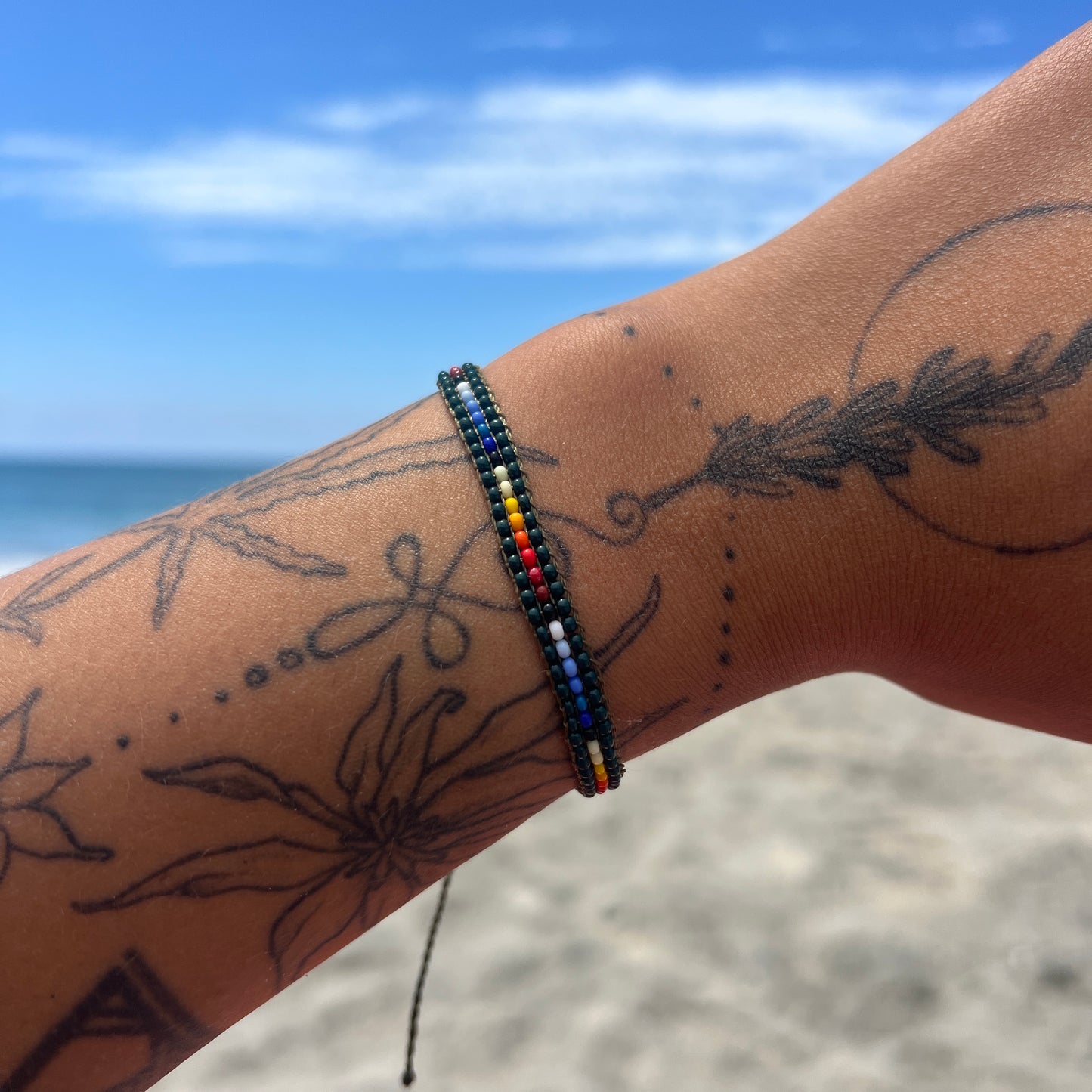Beadwork Bracelet -- Black Rainbow
