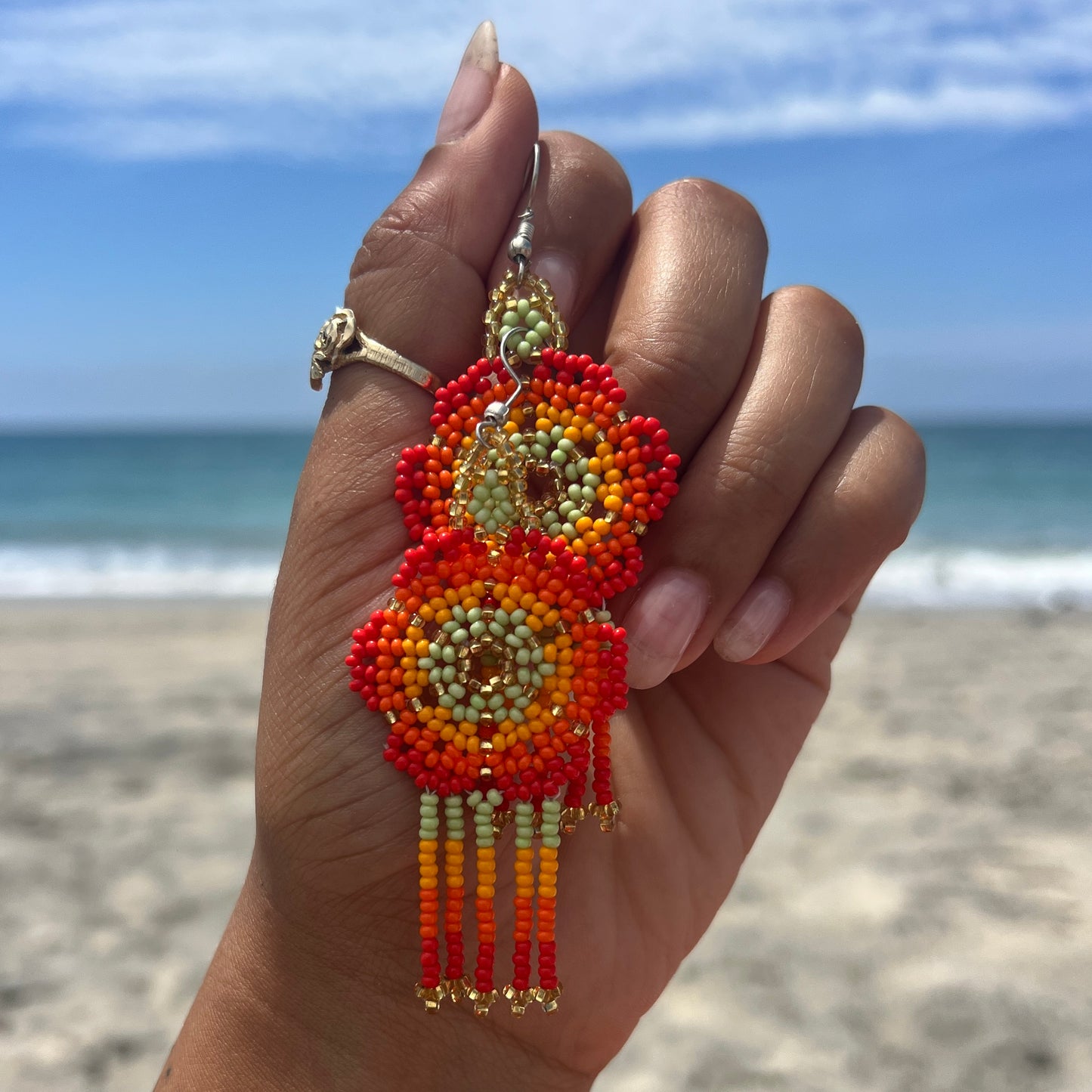 Beadwork Earrings -- Sun Rays