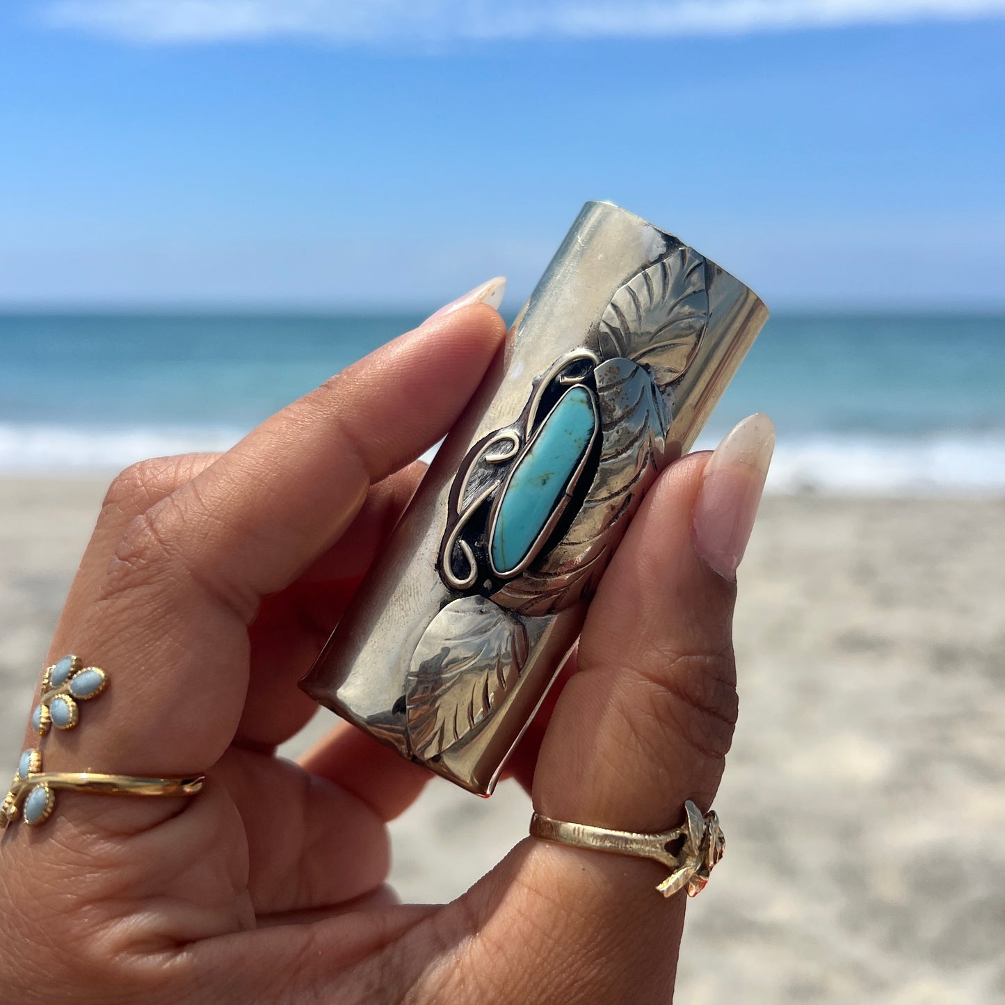 Silver + Stone Lighter Slips -- Navajo Made