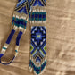 beadwork necklace -- blue and white four directions star