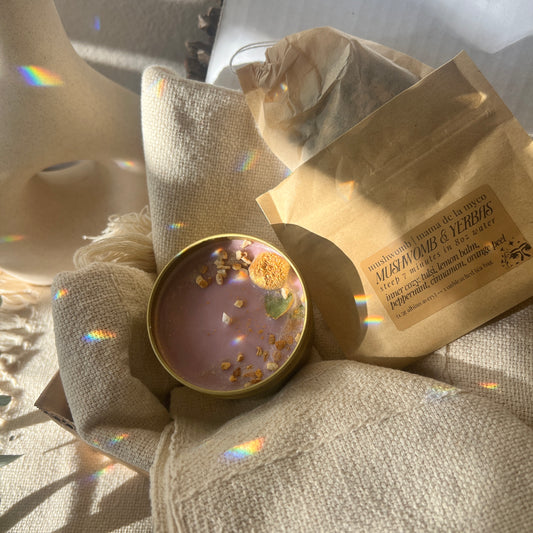 mushWOMB candle & winter journey tea