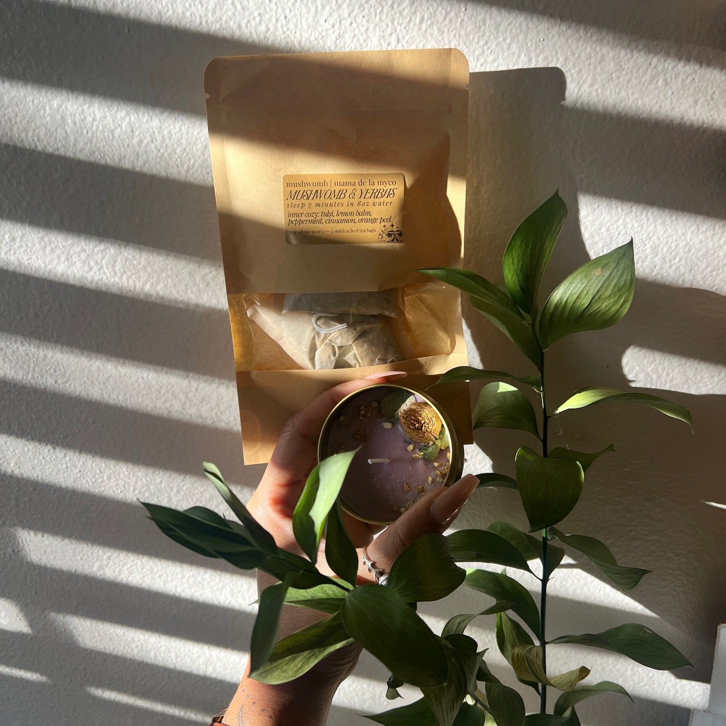 mushWOMB candle & winter journey tea